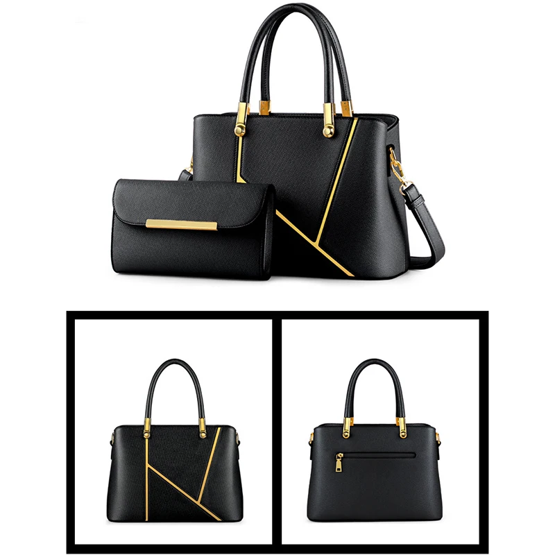 2023 Fashion High Quality Ladies Hand Bags Women Bags Sets Red Pu Leather Handbags Sets 2 In 1