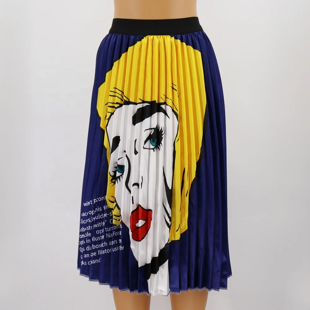 

Wholesale Customized Elegant Ladies Spring Summer Latest Long Pleated A Line Skirt