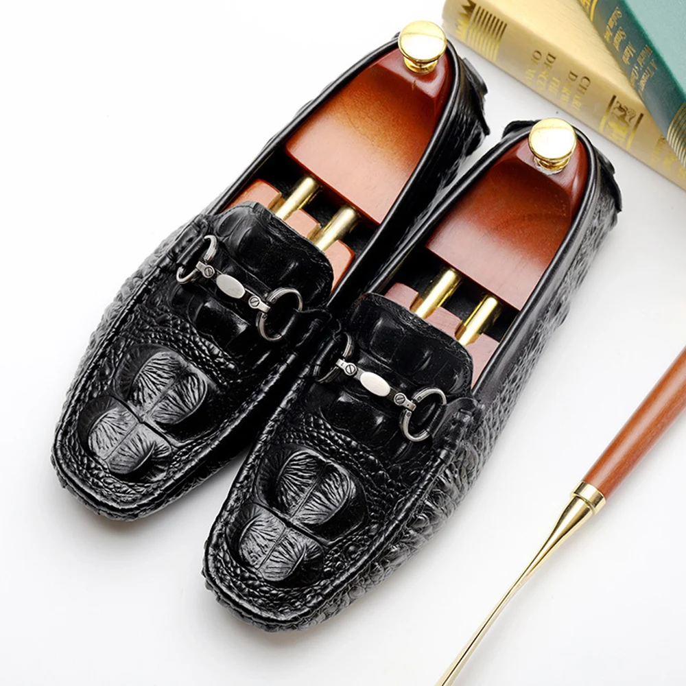 

Formal Shoes Men Dress Loafers Luxury brand British Style Genuine Leather Men's Slip-on Shoes Office Shoes upper leather of cow