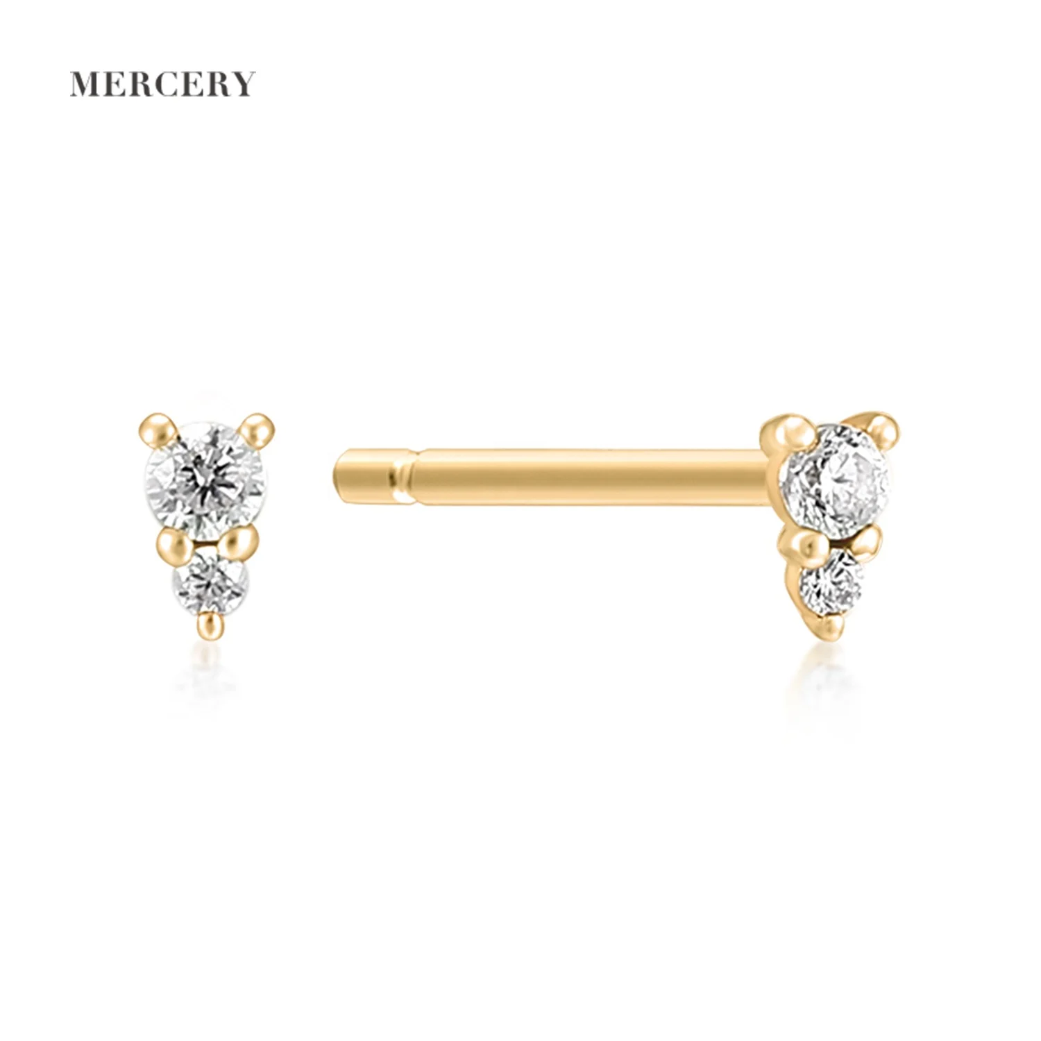 

Mercery Fine Earrings Trend Cute Real Diamond Jewelry Set Minimalist Needle Stud Earrings 14k Solid Gold Earring For Girls Gift