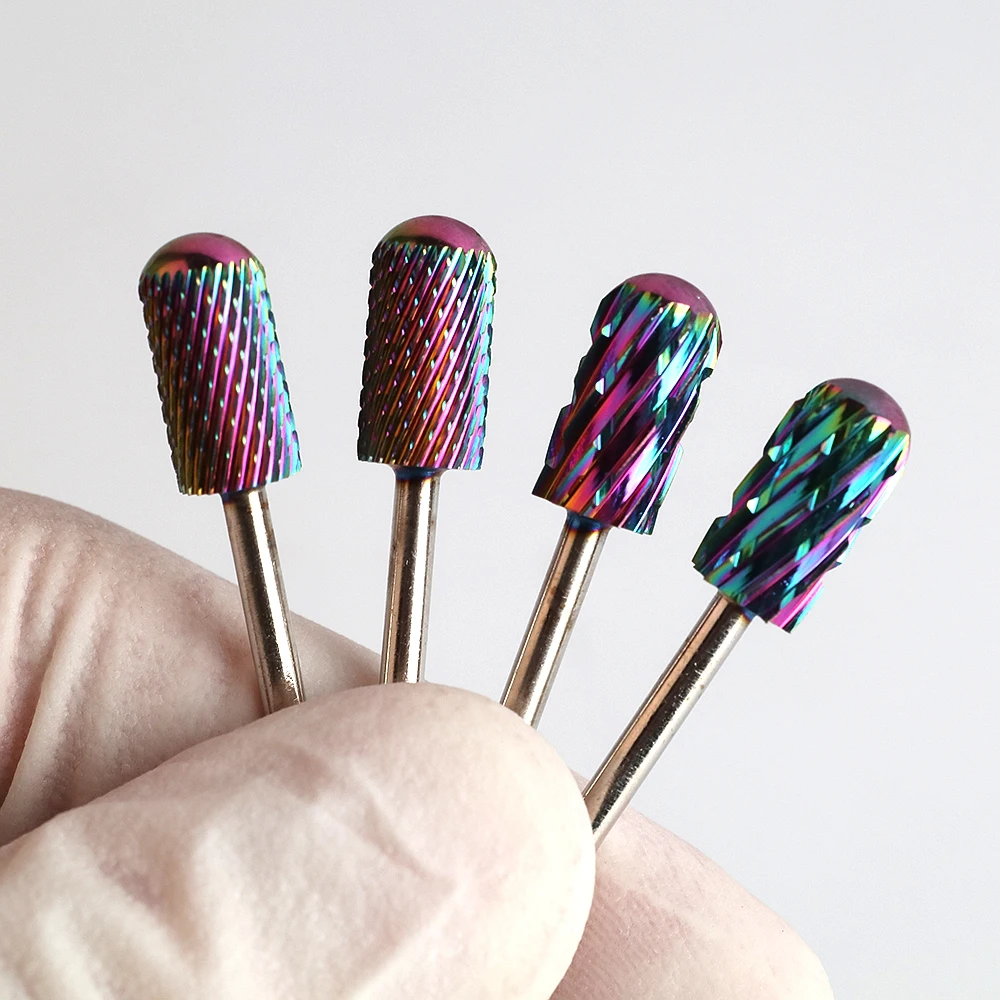 

6.6mm Rainbow Coating Large Barrel Smooth Top Bit Professional Manicure Tungsten Carbide Nail Drill Bits