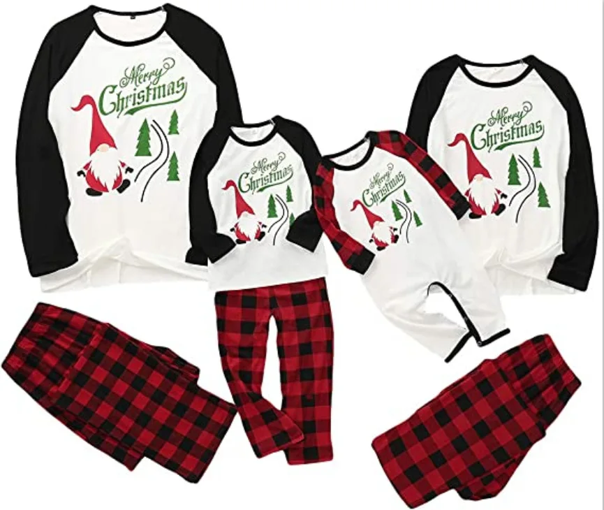 

2021 Christmas Santa Claus long sleeve trousers winter parent child pajamas men women children family 2-piece suit