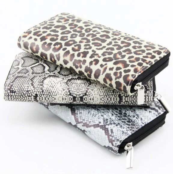 

Print snake skin clutch bag PU leopard custom carteras wallet for women, 3 colors(pls see below color cards)