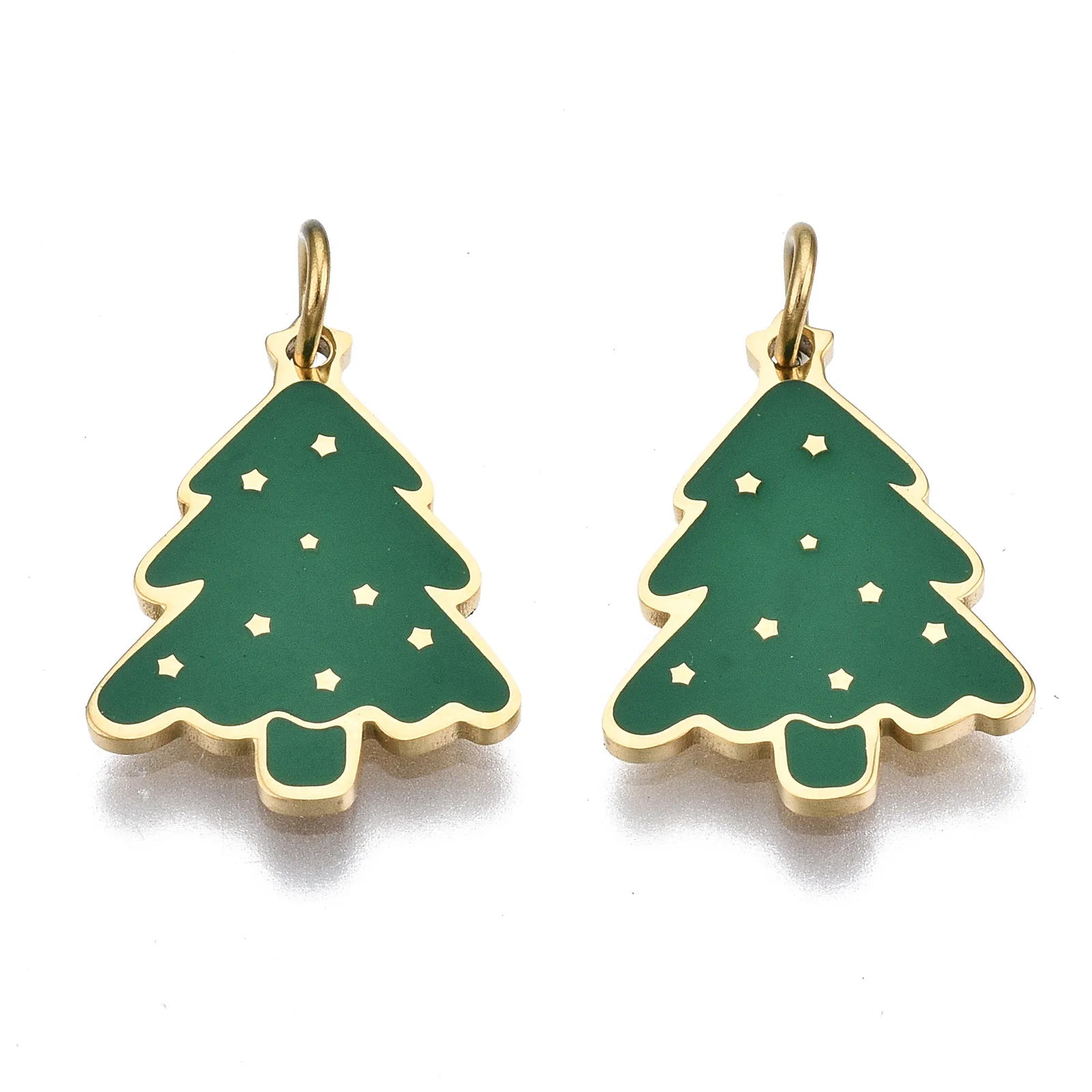 

PandaHall 316 Surgical Stainless Steel Christmas Trees Enamel Charms