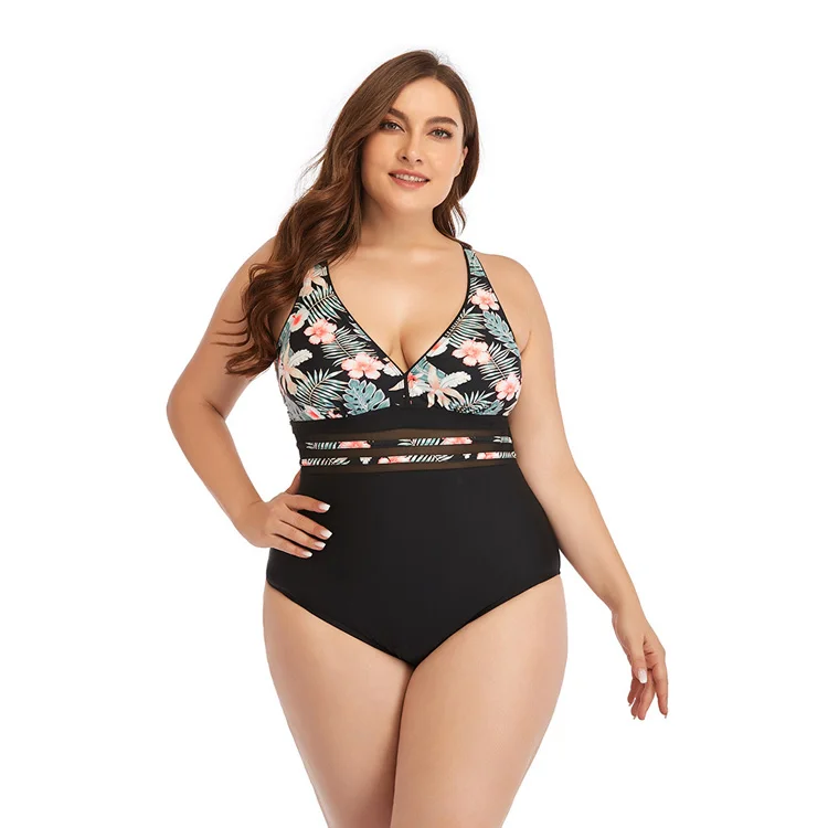 

2021 Printed Ladies Swimwear Fashion Plus Size One Piece Swimwear Sexy Backless Swimwear, Shown