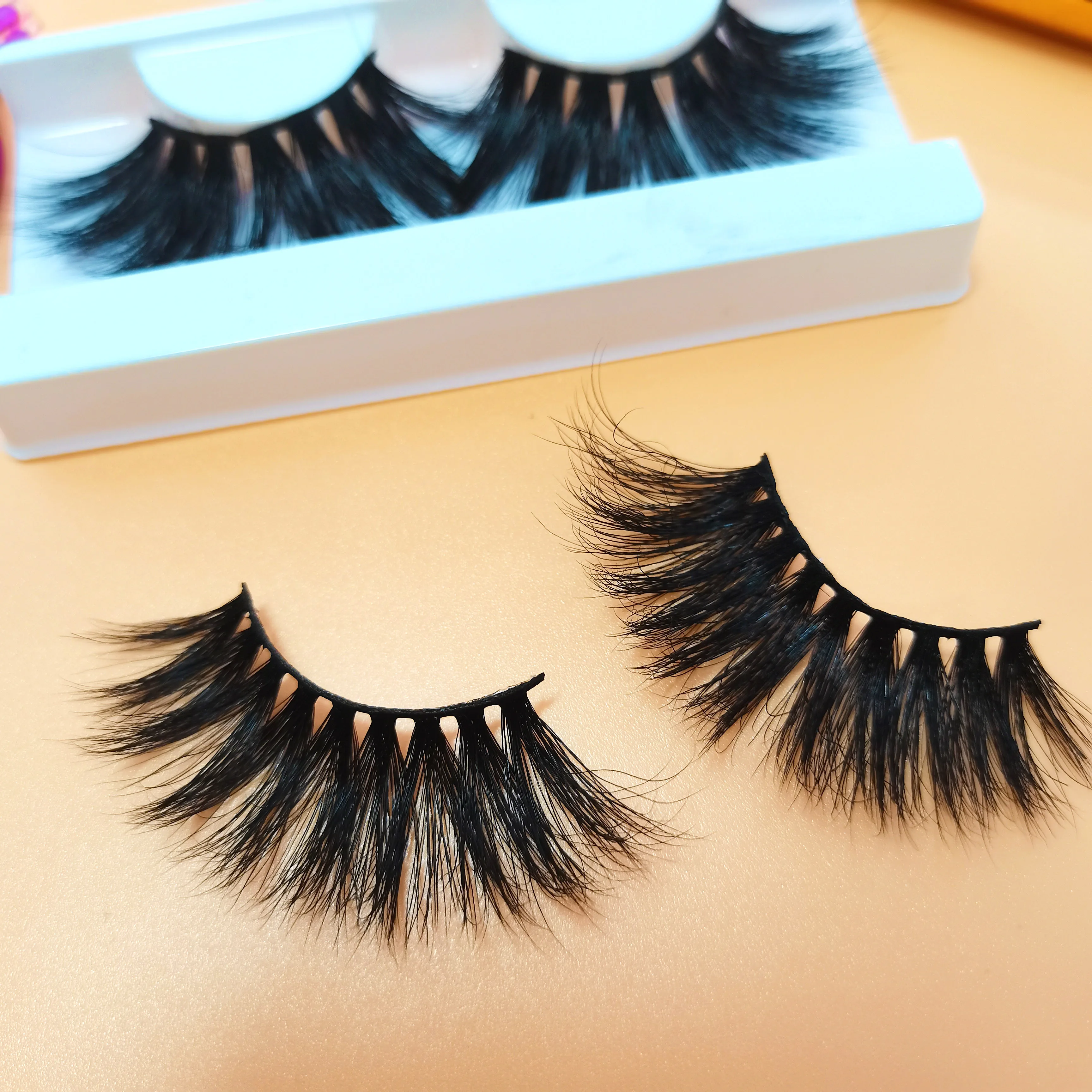 

Lashes3d wholesale vendor fiber eyelash lashes 3D full strip lashes eyelashes wholesale faux mink fluffy 25mm 3D mink eyelashes, Black