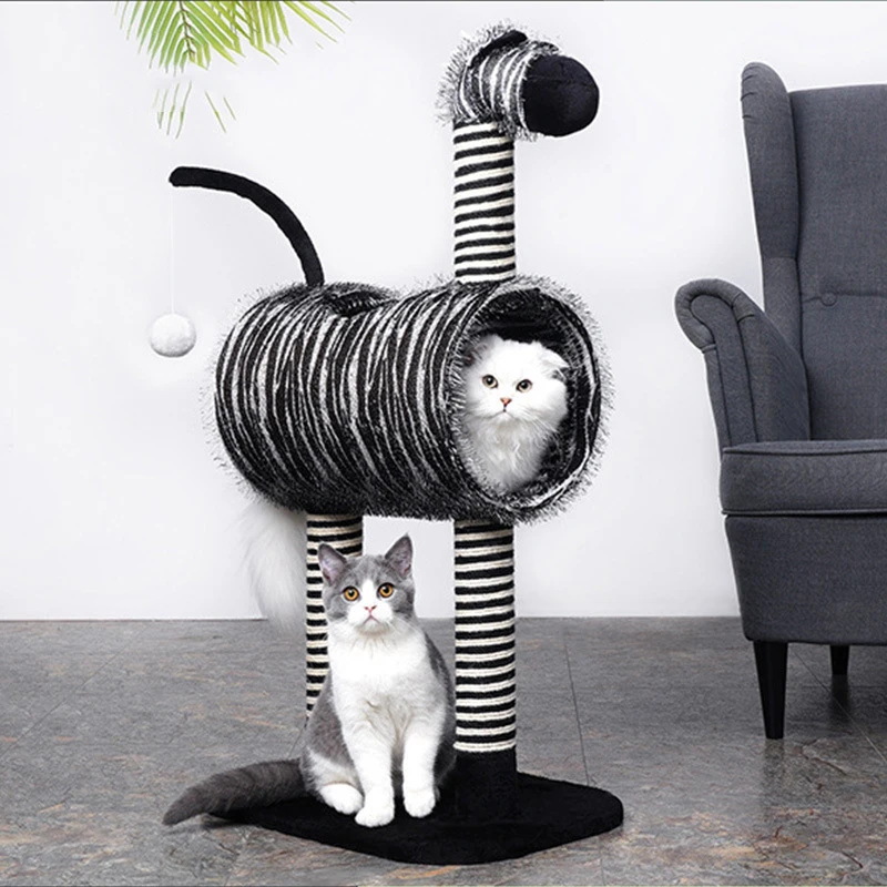 

Factory Direct Sale Cheap Cute Zebra Shape Cat Scratch Wood Tree House Condo