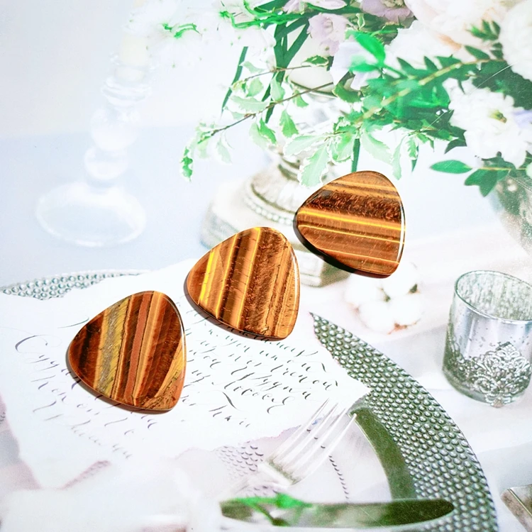 

In Stock wholesale & retail colorful customized logo gemstone guitar pick high quality, Natural stone color guitar picks