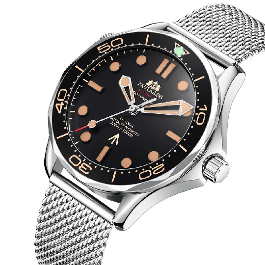 

New 2-color paulareis automatic mechanical luminous steel mesh belt men's Watch