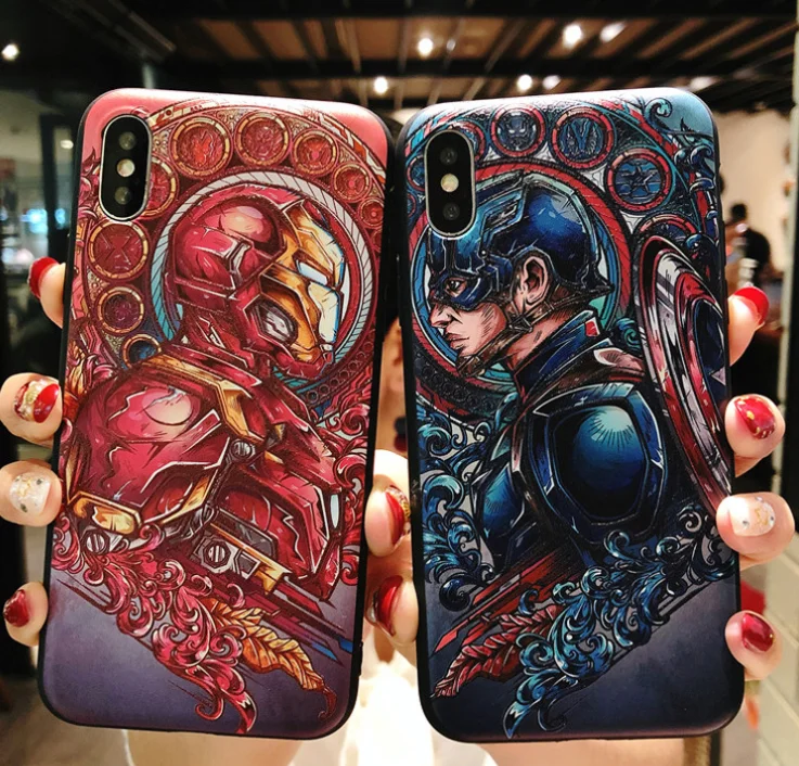 

For iPhone 12 pro max case 12 11 X 7 8 hero ironman Captain Superhero America Silicon Case, Black