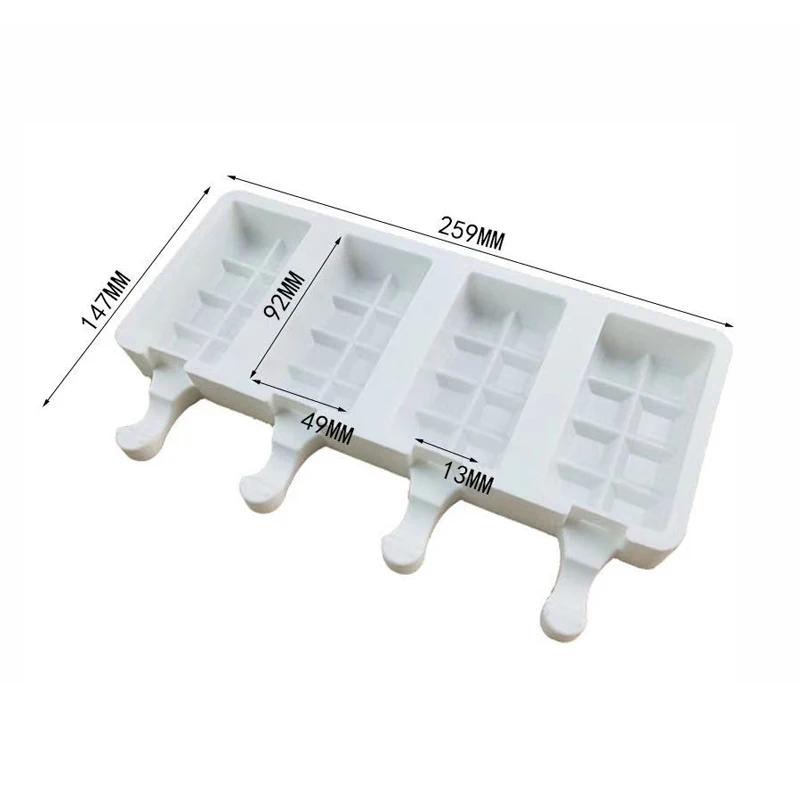 
Food grade Ice Cream Cake Mousse Dessert mold 4 cavity Silicone Popsicle Makers 