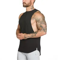 

Mens new design mens vest tops oversized gym wear big armhole open side tanks top singlets