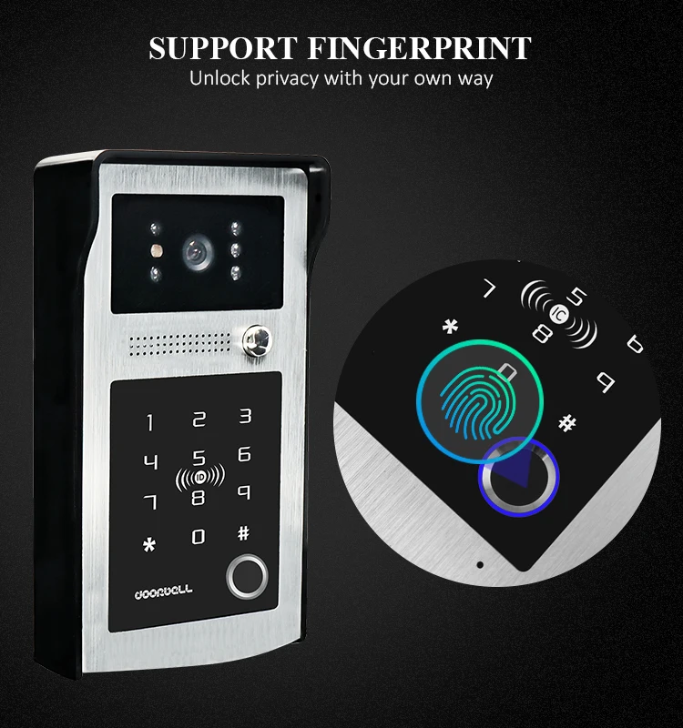 fingerprint outdoor station Villa Video door phone Intercom System IOS Android APP WIFI Remote Unlock Control with Magnetic lock