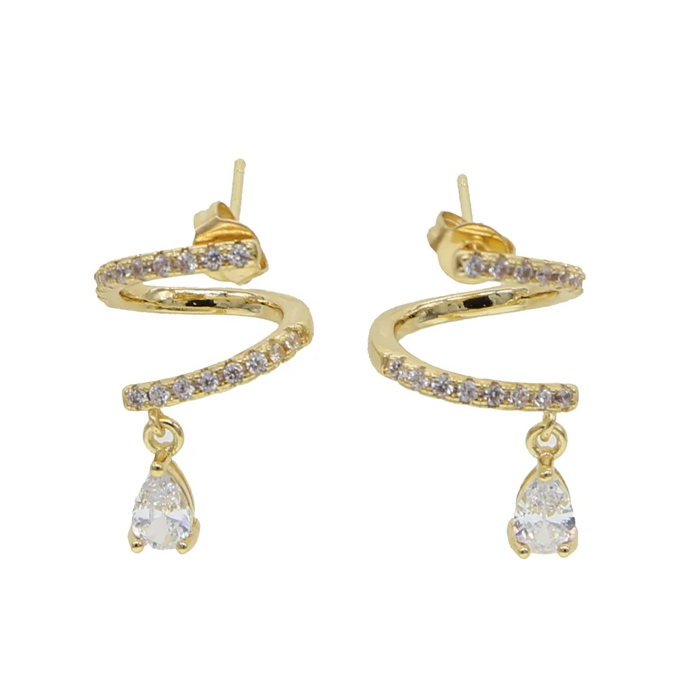

HIGH quality sparking bling cubic zirconia jewelry multi wrap tear drop cz earring 2021 new