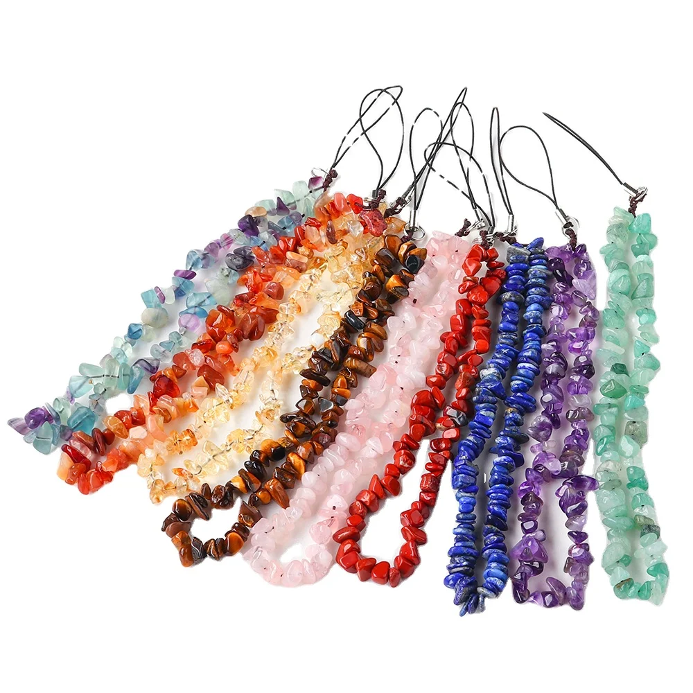 

Wholesale healing stone amethyst gravel crystal mobile phone chain key chain crystal chip