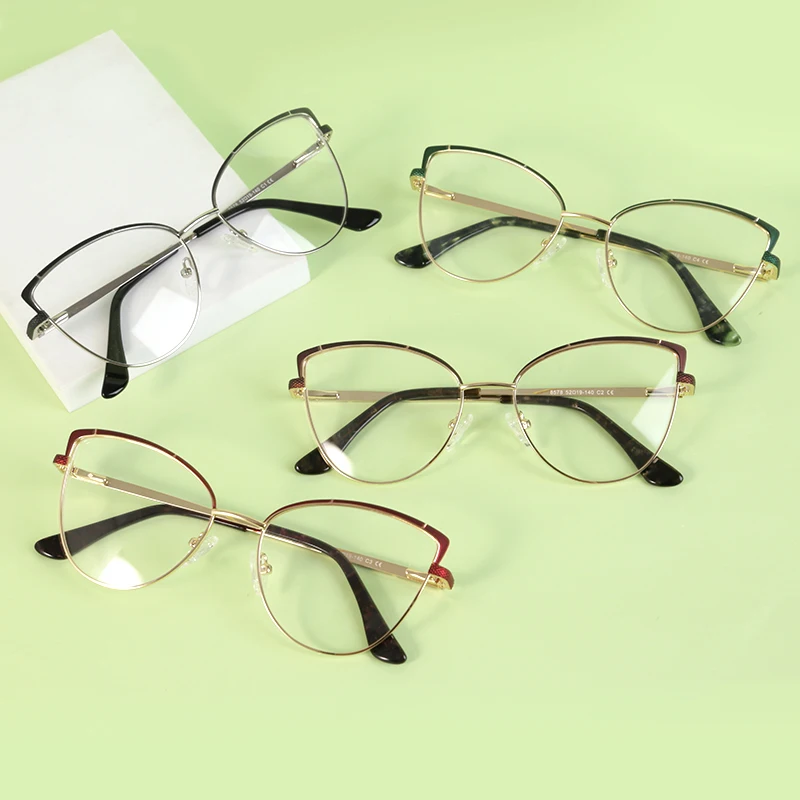 

2022 China Wenzhou Cat Eye High Quality Eyeglasses Optical Custom Logo Metal Optical Frames Glasses