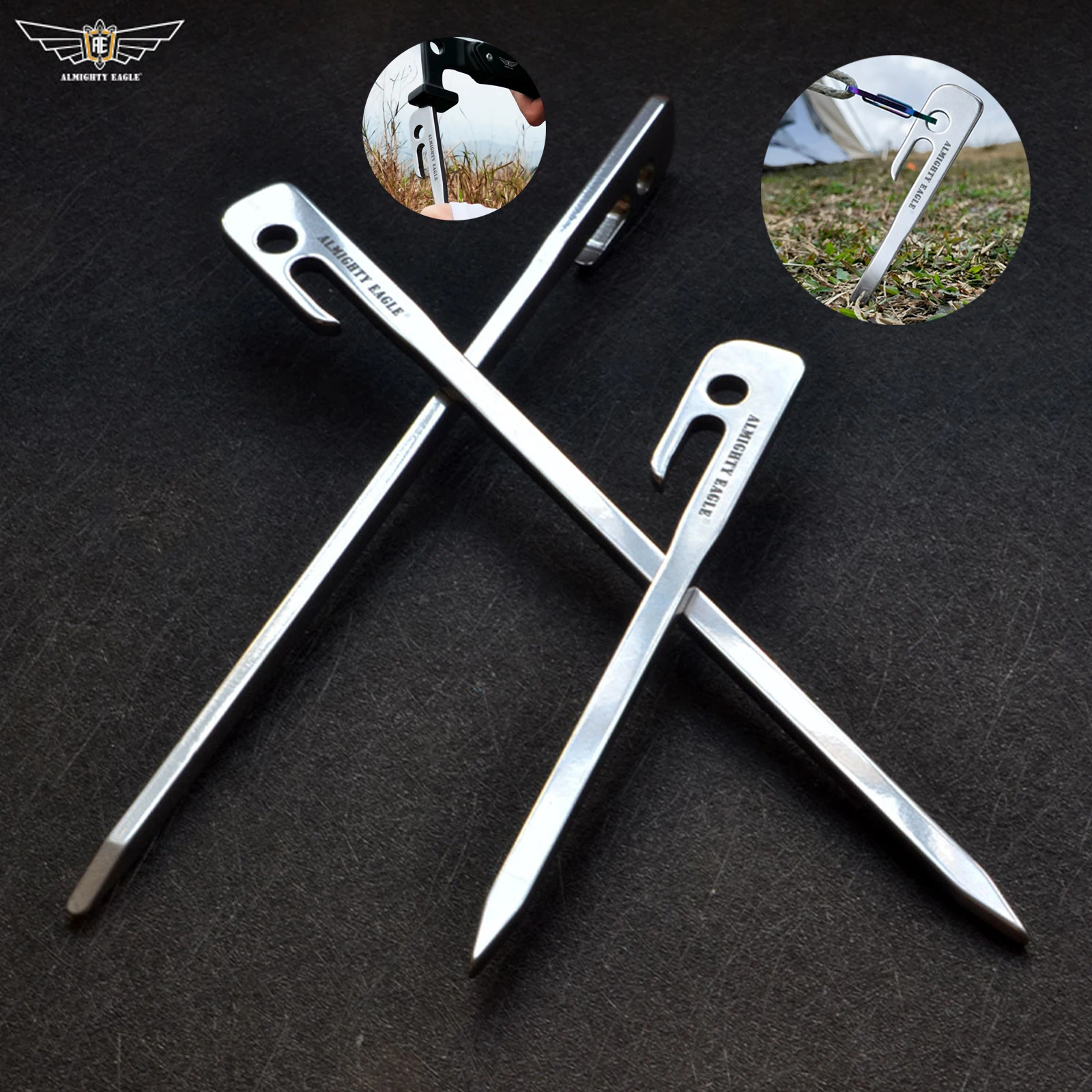 High-Hardness Stainless Steel Tent Accessories Integrated Ground Nails for Outdoor Piling Camping Essentials