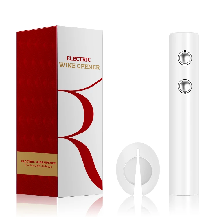 

White Color ABS Battery Operated Electric Wine Bottle Opener with Foil Cutter