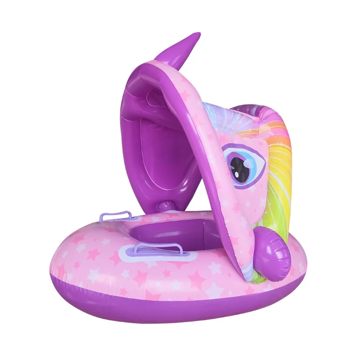 

Purple Inflatable Baby Swim Rings for Babies Kids Floats Detachable Unicorn Kids Swim Seat Ring, As pic