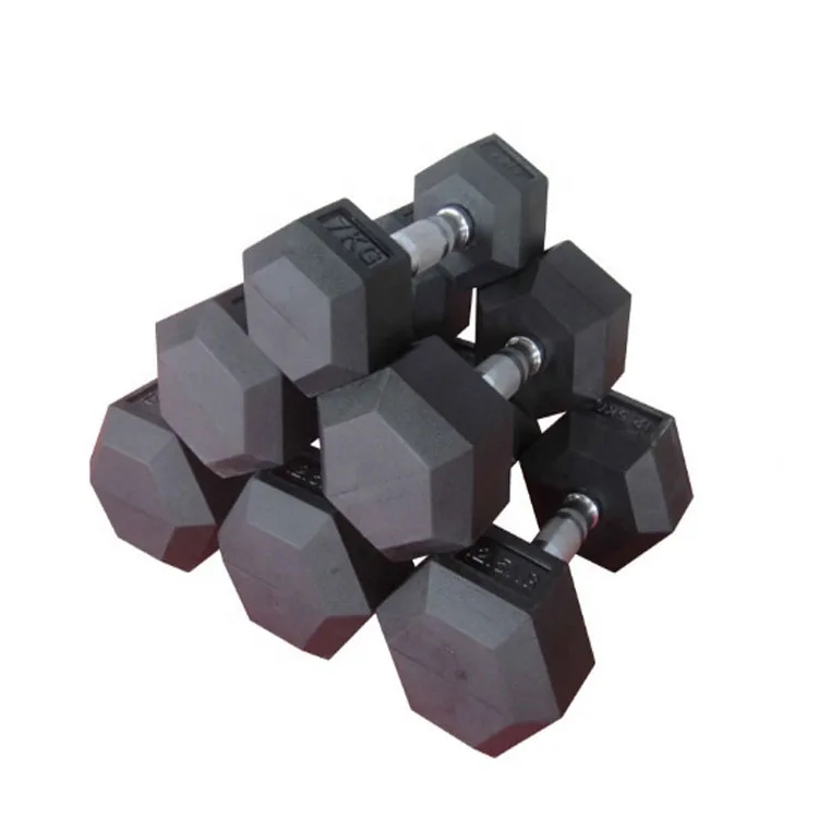 

Wholesale Fitness Equipment rubber hex dumbbells 20kg dumbell hexagonal hex dumbbell cast iron Hex dumbbell, Black