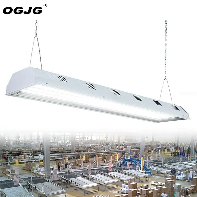 DLC 200W 300W warehouse steel housing dimming highbay lighting supermarket store 2ft 4ft 5ft pendant led linear high bay light