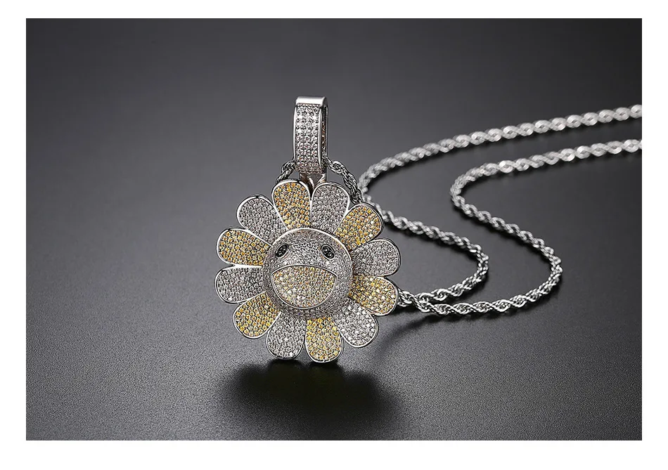 product-BEYALY-Womens Jewelry Sunflower Shape Bijoux, Rotating Colorful Sunflowers Necklace-img-1
