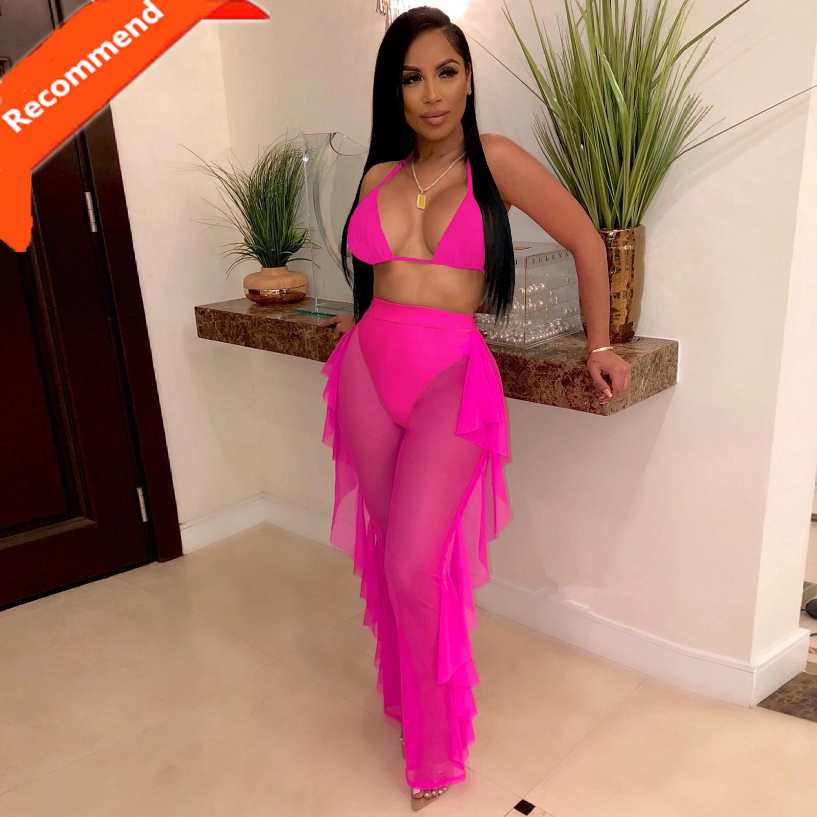 

Wholesale 2022 Sexy Ladies Bikini Beachwear Modest Women Plus Size Two 2 Pieces Swimsuit Cover Up Swimwear