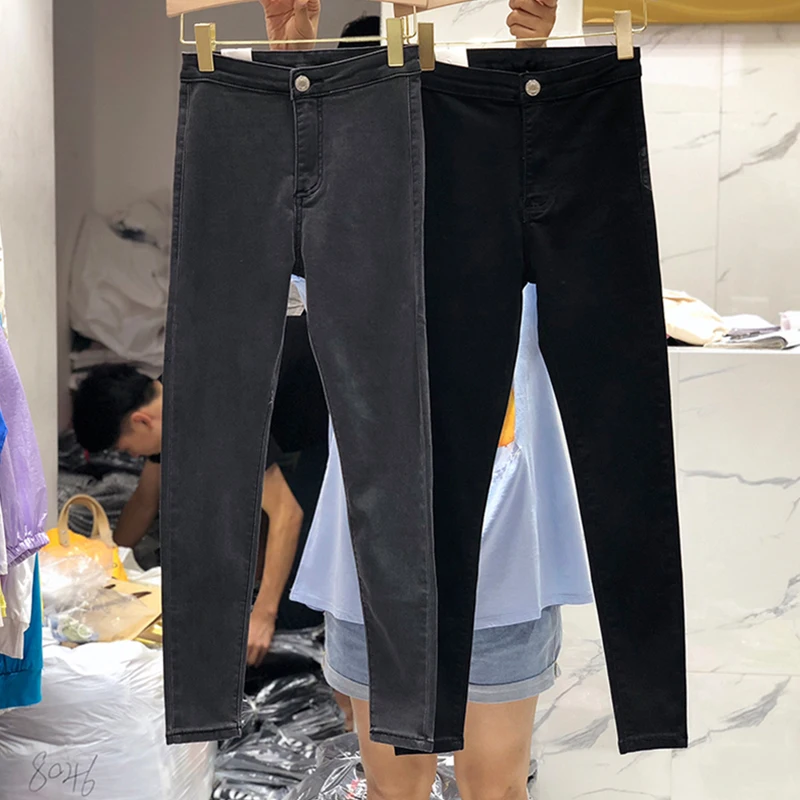 

High quality new ladies denim pants clothes China manufacturing factory low price wholesale ladies clothes, Blue