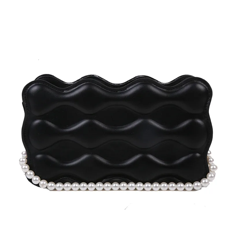 

2021 new arrivals Wavy pattern leather girls peaarl handbag big capacity arm shoulder bag women tote bags daily handbag
