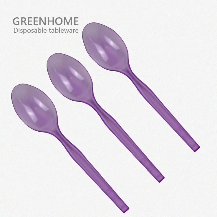 

PS Party Food Grade Materia Colored Small Ice Cream Spoons Plastic, Custom/purple