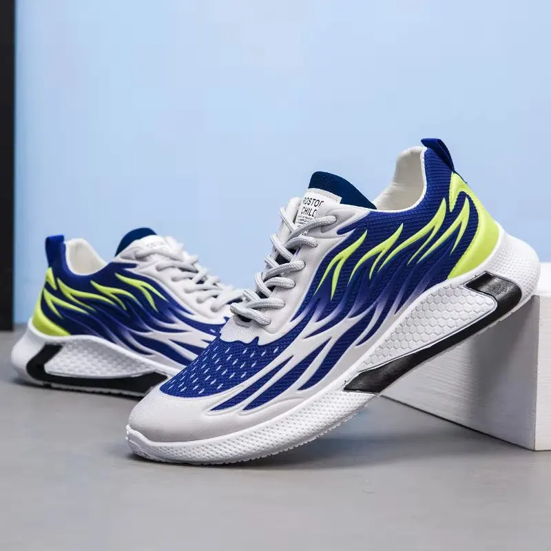 

Hot sale mesh custom breathable sports shoes outdoor leisure lightweight running shoes men, 3 colors