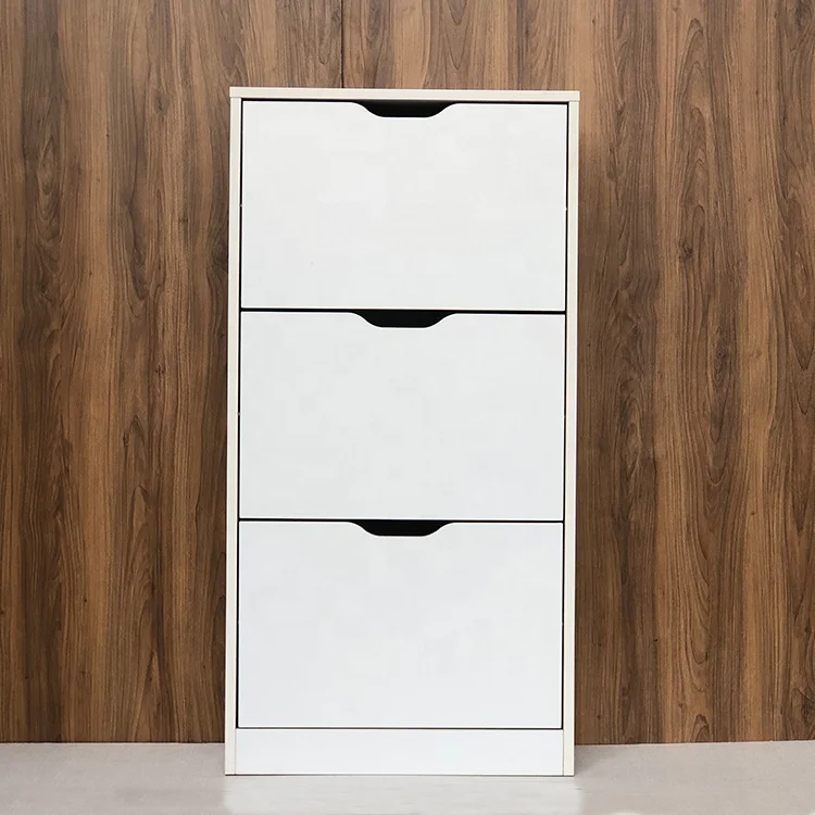
Space-saving Melamine Shoe Storage Cabinets Modern Design White 3 Tier Wood Shoes Racks 
