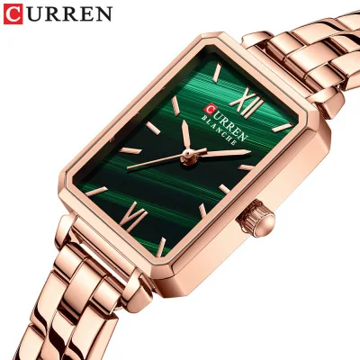 

CURREN 9082 Women's Fashion Quartz Watch Square Green Classic Wrist Watches For Lady Retro Small Wristwatch Casual Watch Reloj, According to reality