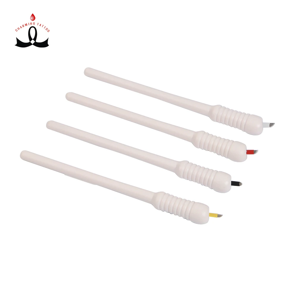 

Manual tattoo embroidery pen White Big Head #12 #14 #17 #18U Microblade Needles Sterilized Disposable Manual Microblading Pen