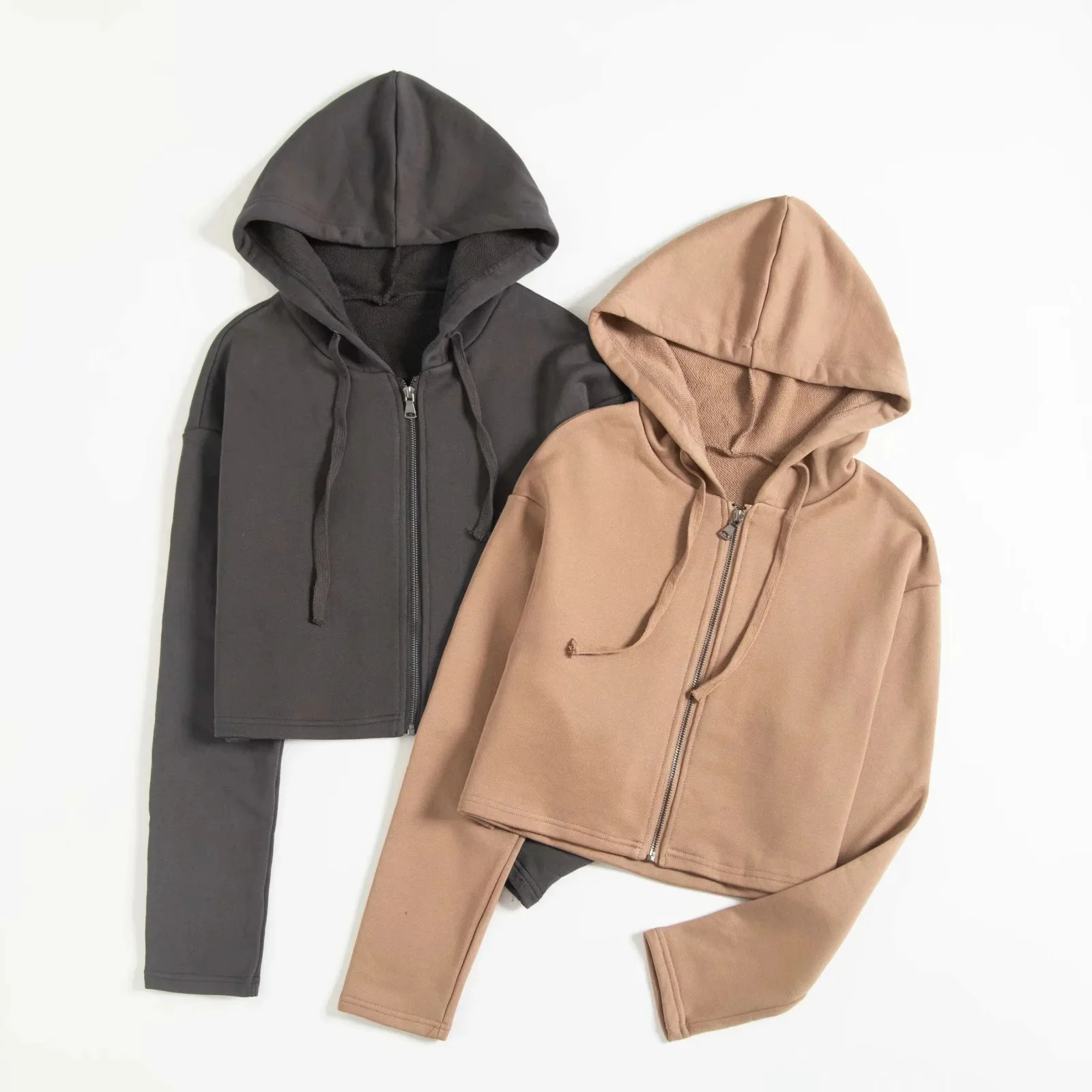 

Custom Women Fashion Cropped Sweater Plus Size Zipper Hoodie Short Jacket, Select