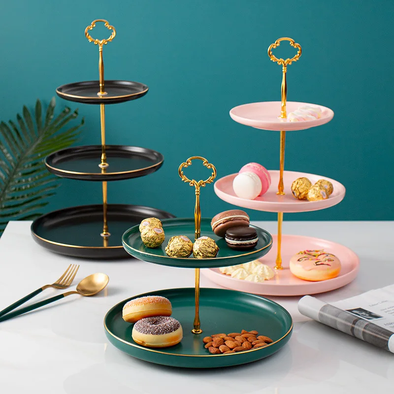 

luxury two layer porcelain ceramic dessert candy cookie cake plate and stands, As picture