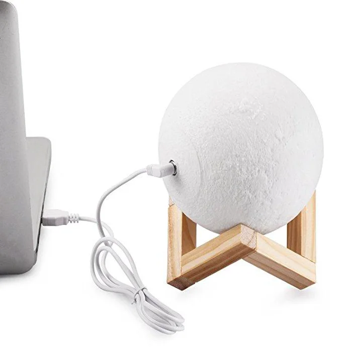 8-24 cm LED Night Light 3D Printing Moon Lamp, Warm and Cool White Dimmable Touch Control