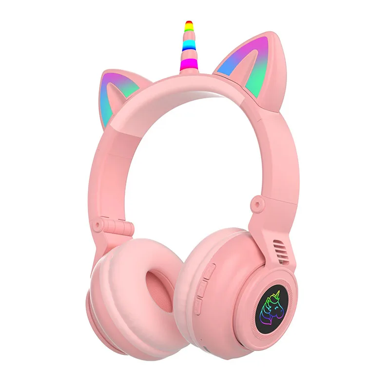 

High Quality Pink Cute Cat Ears Wireless Headphones For Girls Kids