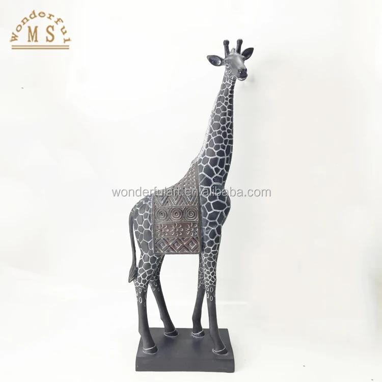 Giraffe resin sculpture homeware black and white giraffe for floor or desktop decor resin statues home decoration set of 3 gift