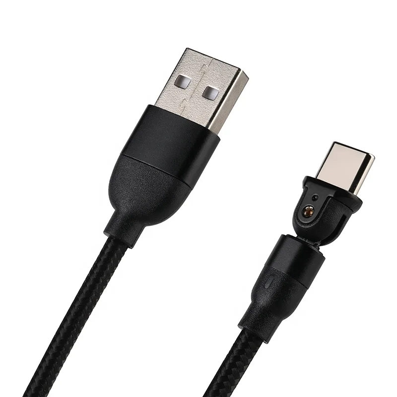 

Bending 180 degrees straight head + elbow 2in 1 Android Type-C for Apple 3A fast charging charger data cable