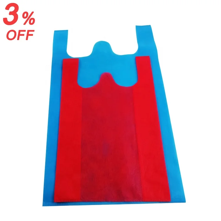 

Eco friendly Reusable biodegradable PP non woven fabric TNT vest carry bag large shopping bags wholesale get free sample, Red