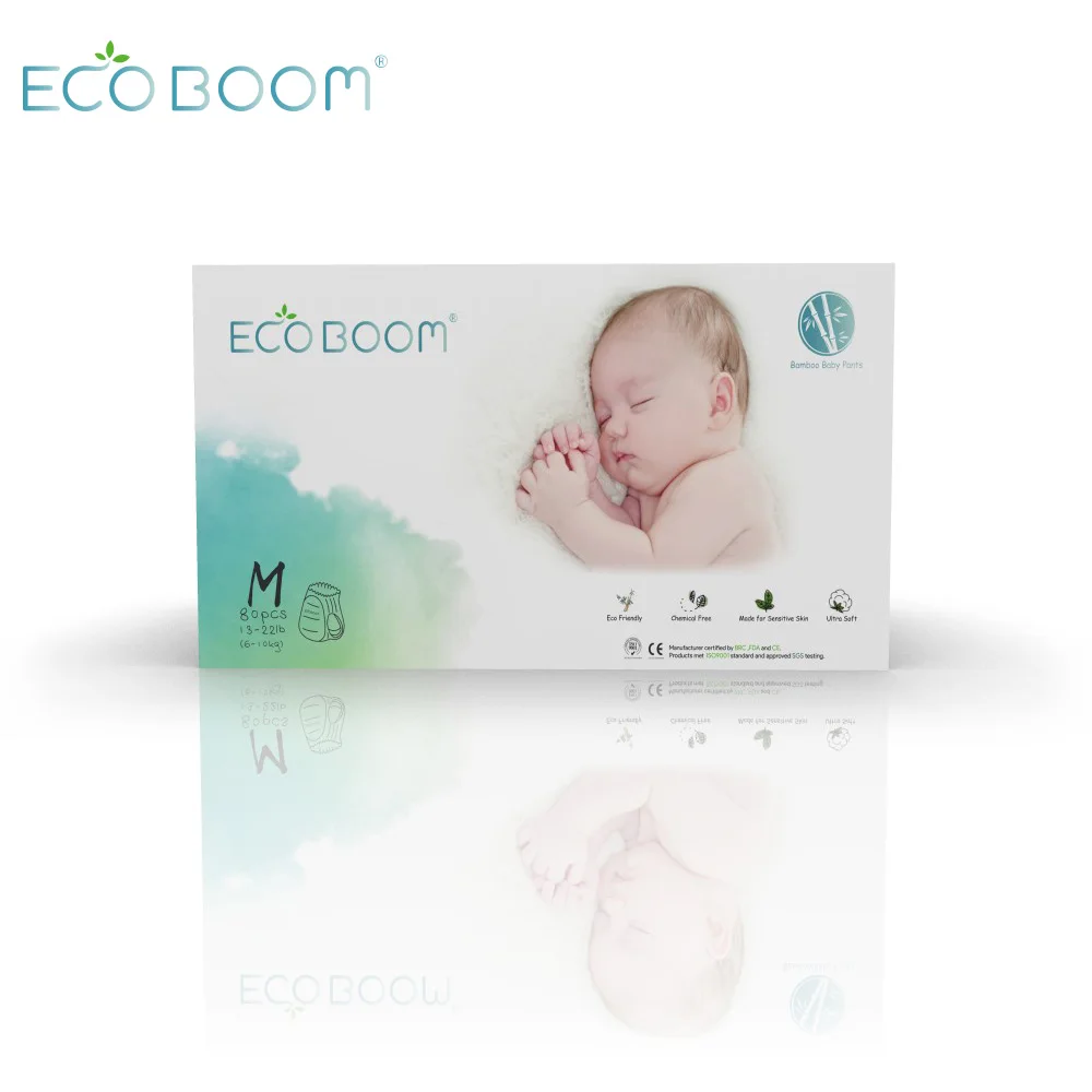 

ECO BOOM bamboo biodegradable disposable sleepy M size 80 Count baby diaper pants for outdoor activities