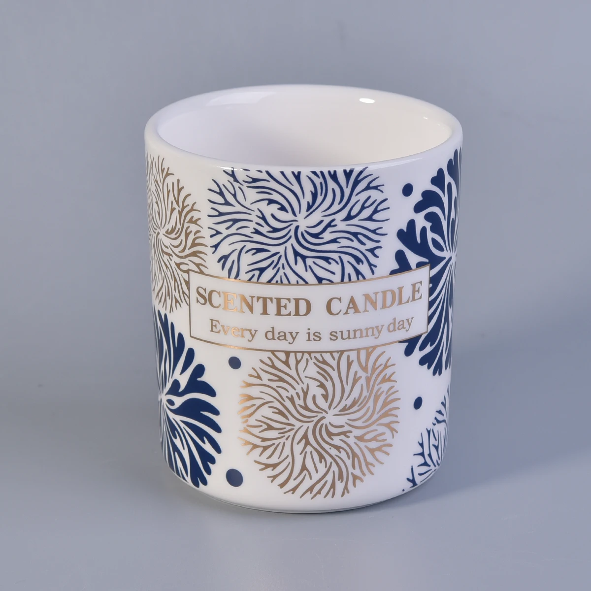 410ml Blue Flower Pattern Ceramic Candle Jars