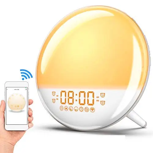 

Sunrise Alarm Clock Wake Up Light, Smart WIFI Sunset Simulation Digital LED Clock Support APP Control