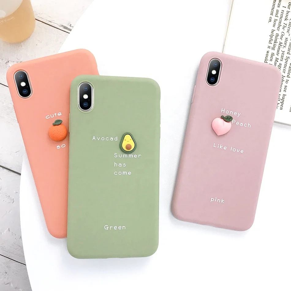 

Free Shipping 3D Candy Color Avocado Letter Soft Phone Case for iPhone 12 11 Pro XS MAX X 7 8 Plus Silicone Mobile Phone Cover