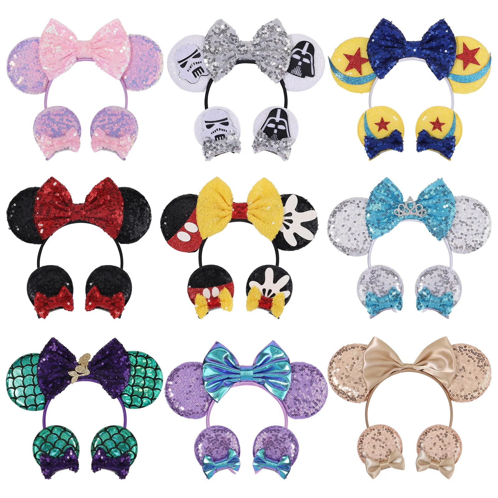 

Y0031 Princess Hair Accessories Sequin Bowknot Cartoon Hairband for KIds Girls hair clip Mouse Ears Headband for Chidren