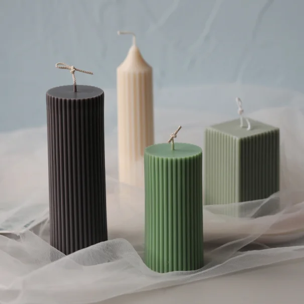 

Z197 Rack stripe cylindrical Pillar candle mold DIY ornaments aromatherapy candle molds 3d, Random