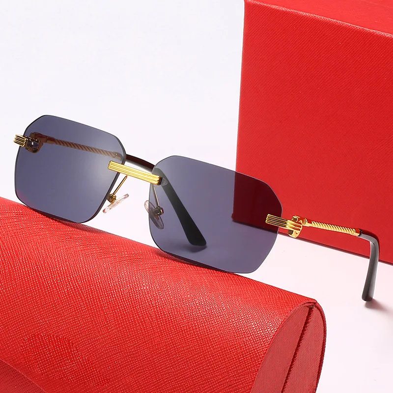wholesale new fashion female trend sunglasses Luxury small frameless square men famous brand sunglass 2023