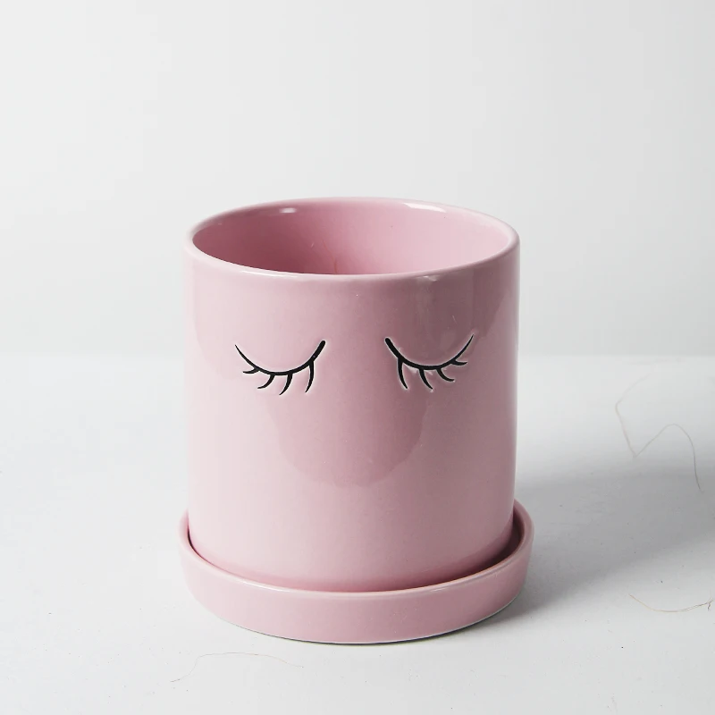 

Cute Eyelash Ceramic Pot Planter Pottery