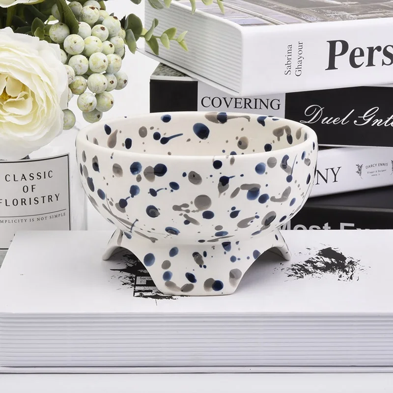 Circle handmade ceramic candle vessel tea light candle tin home decor